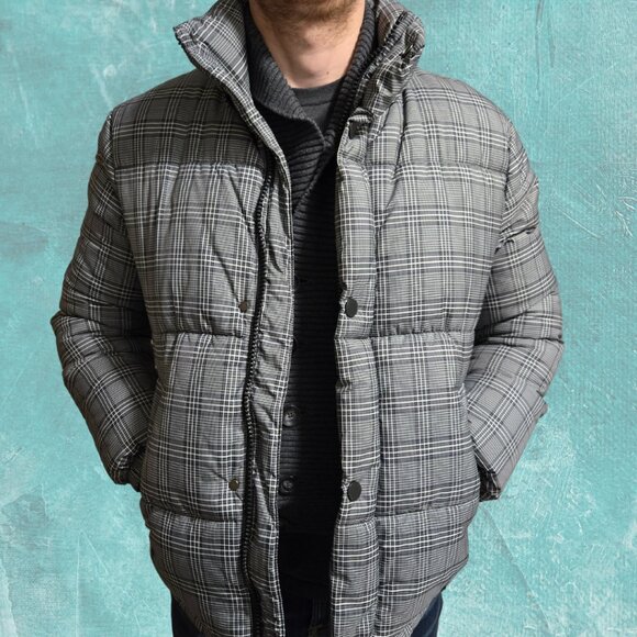 H&M Men’s Black & White Plaid Puffer Jacket – Size Small (NWOT) - Picture 4 of 8